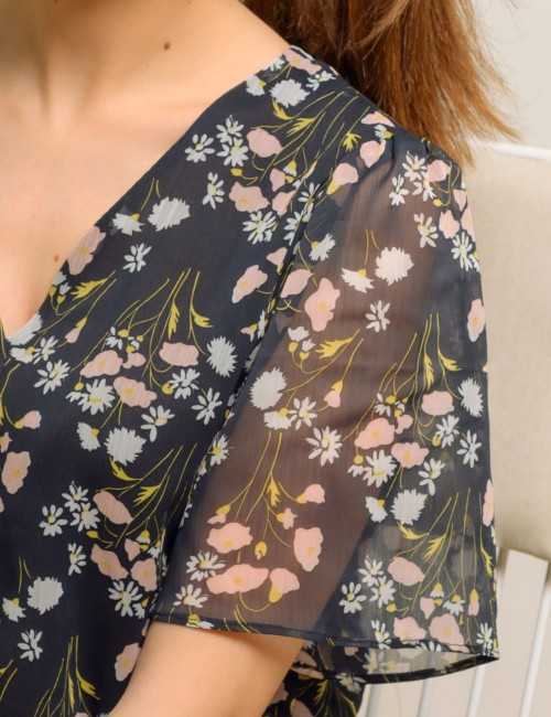Chemises imprimé fleurs manches voile