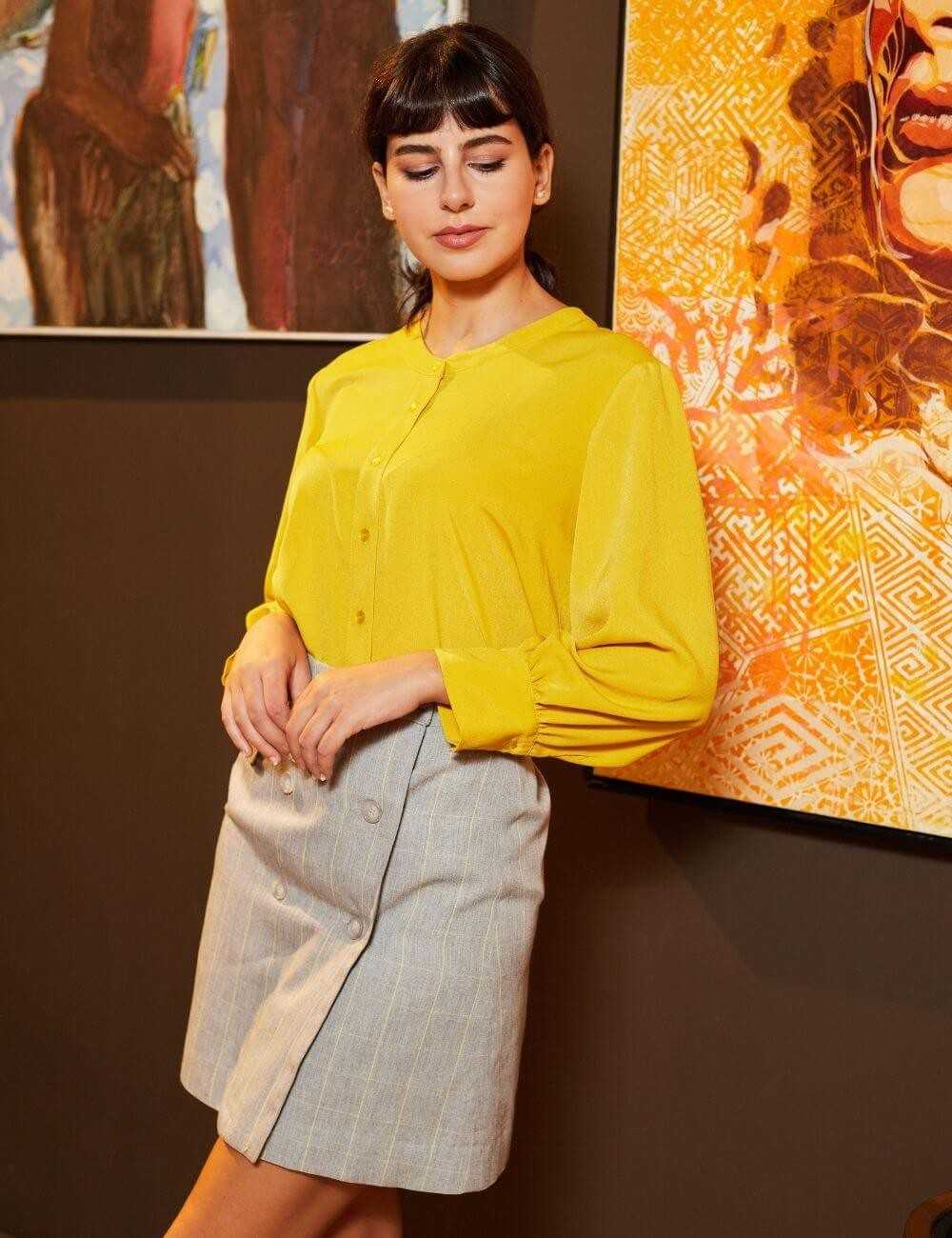 Chemise jaune femme