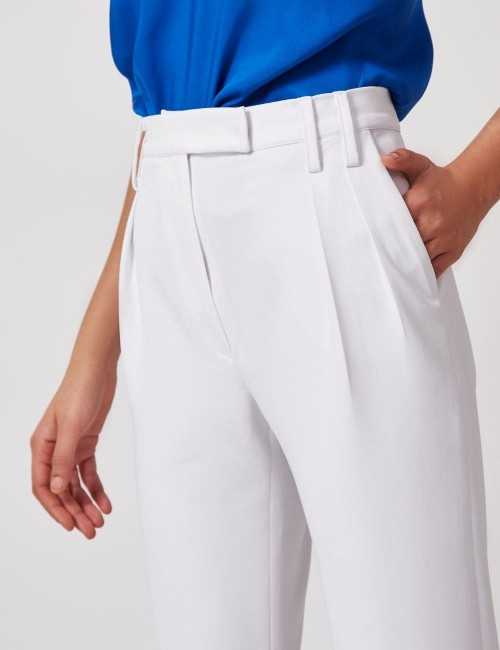 Pantalon blanc à pinces pour femme