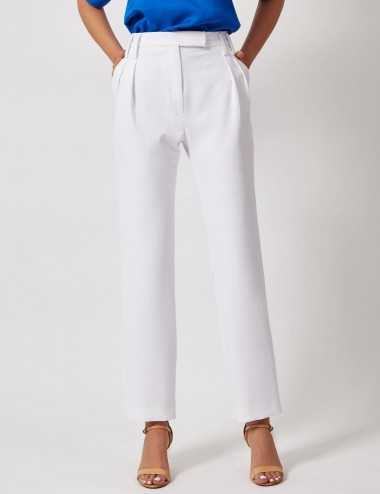 Pantalon blanc à pinces pour femme