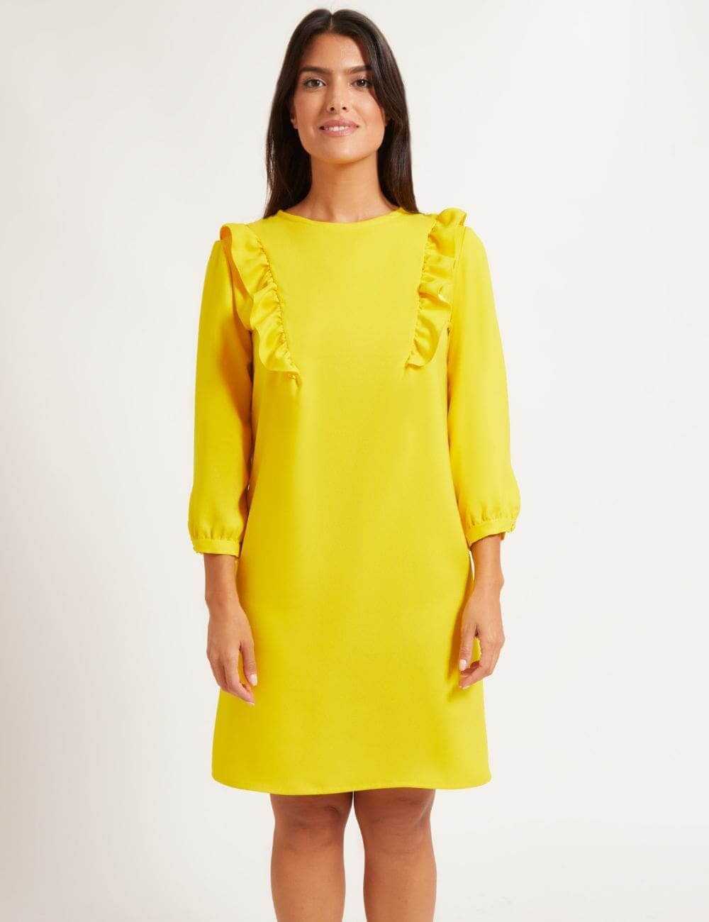 Robe jaune courte à volant