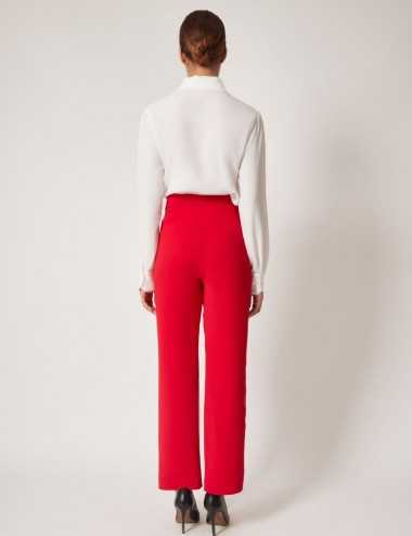 Pantalon rouge taille haute mi-large Ms. Marion