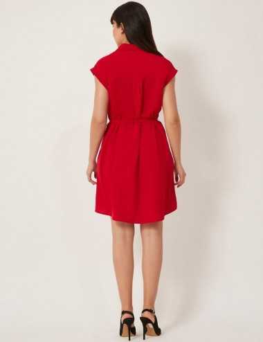 Robe chemise rouge avec ceinture