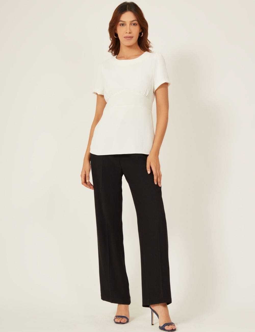 Top blanc demi manches en viscose