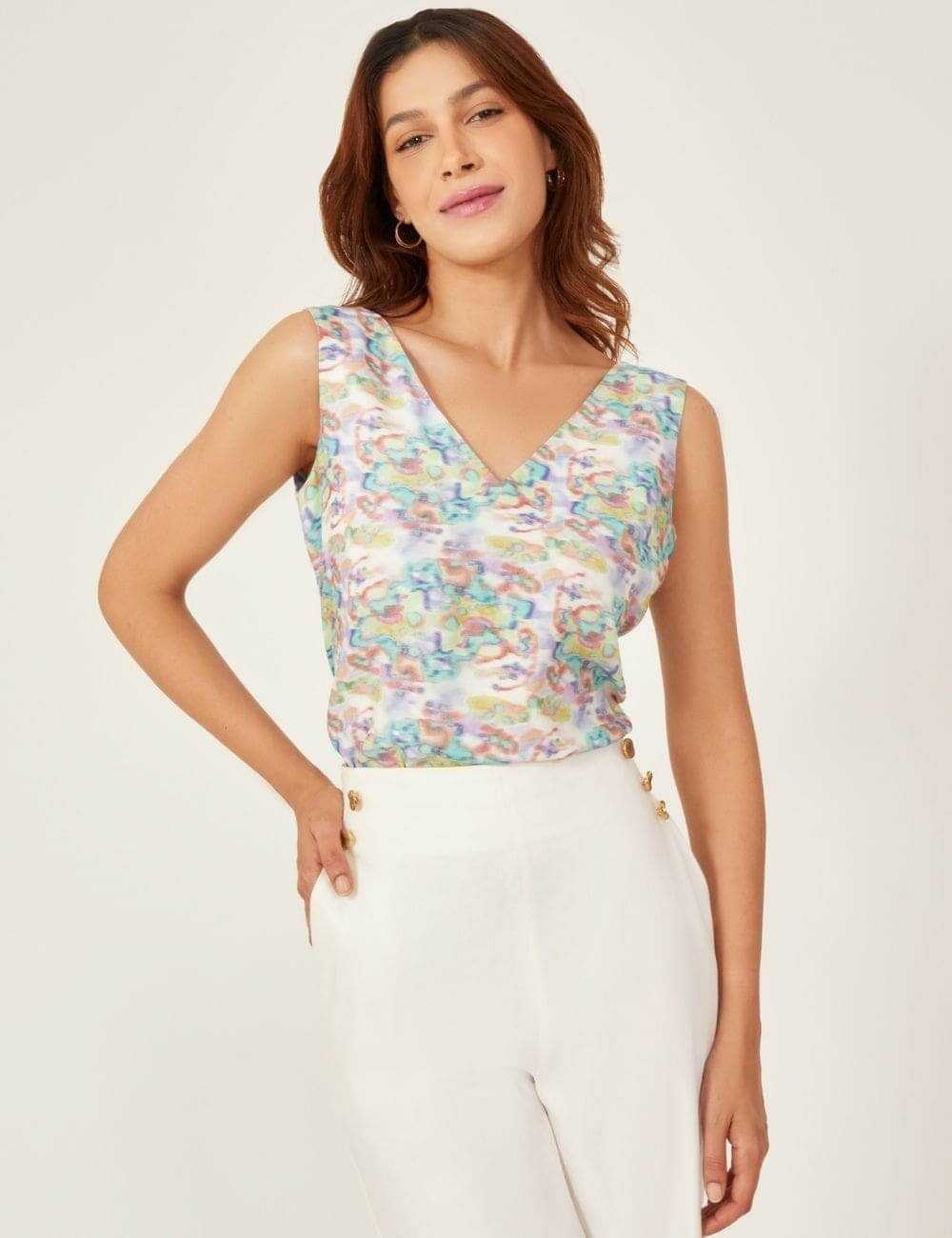 Top en viscose à col V