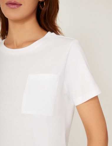 T-shirt blanc demi manches avec poche
