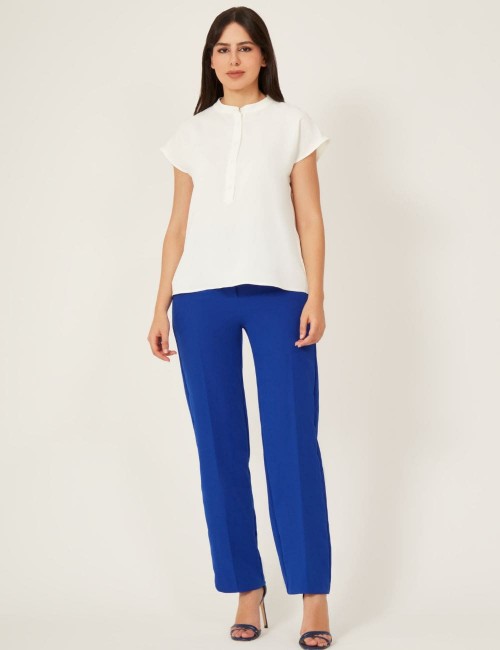 Pantalon droit Bleu Roi avec plis