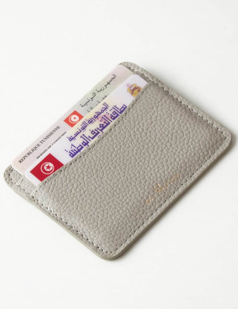 Porte cartes beige en cuir