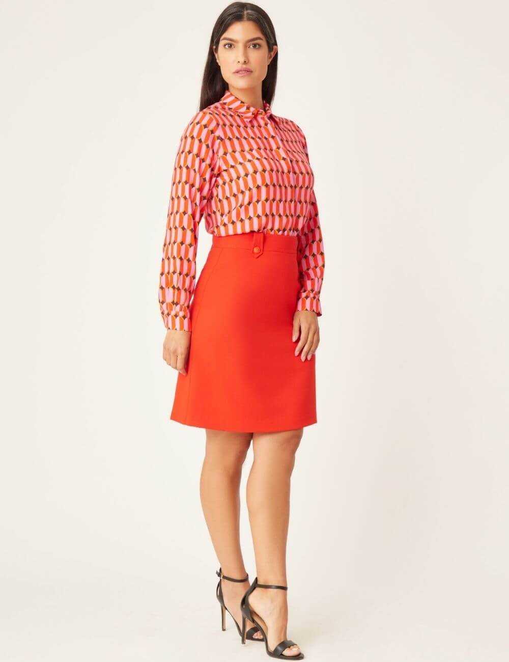 Jupe taille haute orange