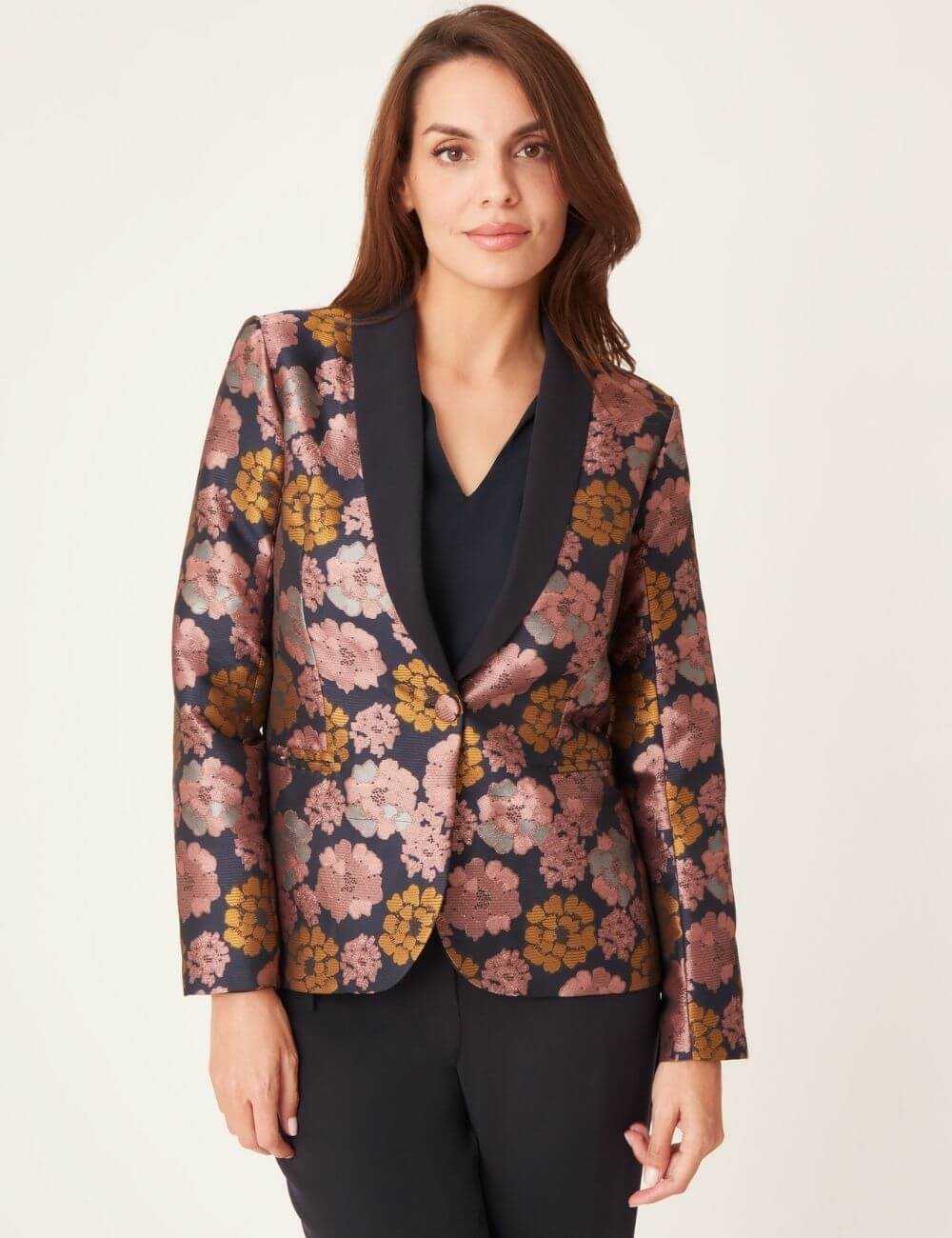 Blazer imprimé jacquard avec col châle