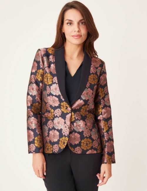 Blazer imprimé jacquard avec col châle