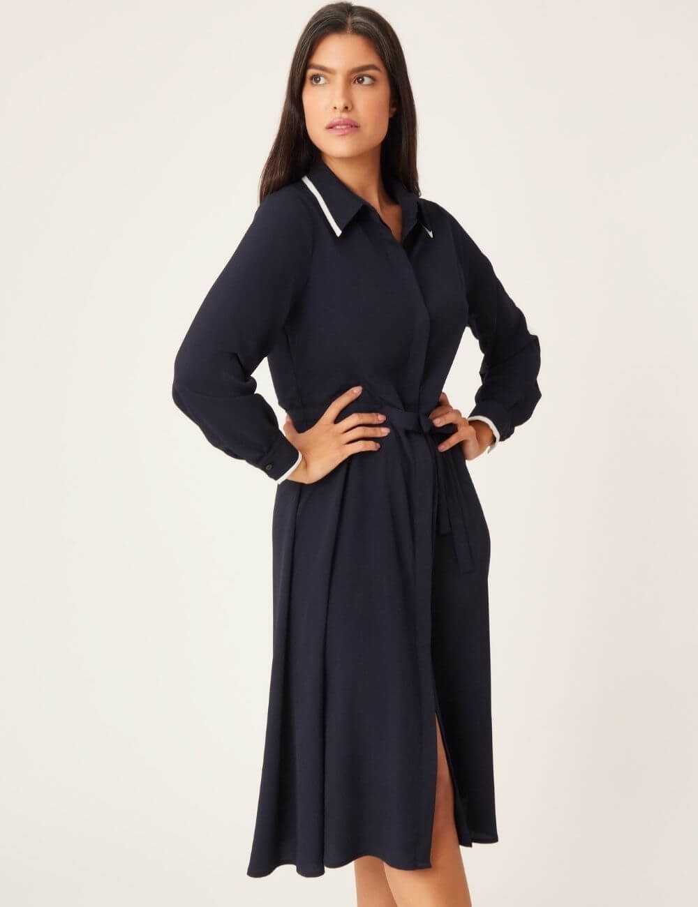 Robe chemise bleu marine
