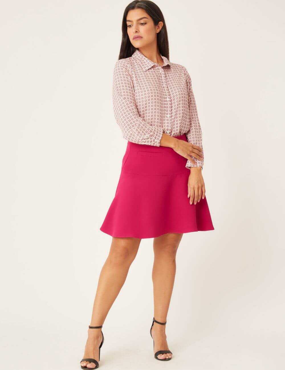 Chemise en viscose imprimé rose
