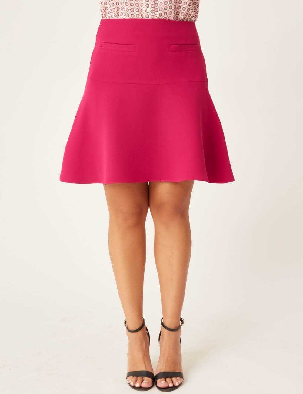 Jupe rose taille haute avec volants