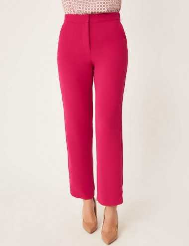 Pantalon droit rose taille haute