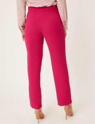 Pantalon droit rose taille haute
