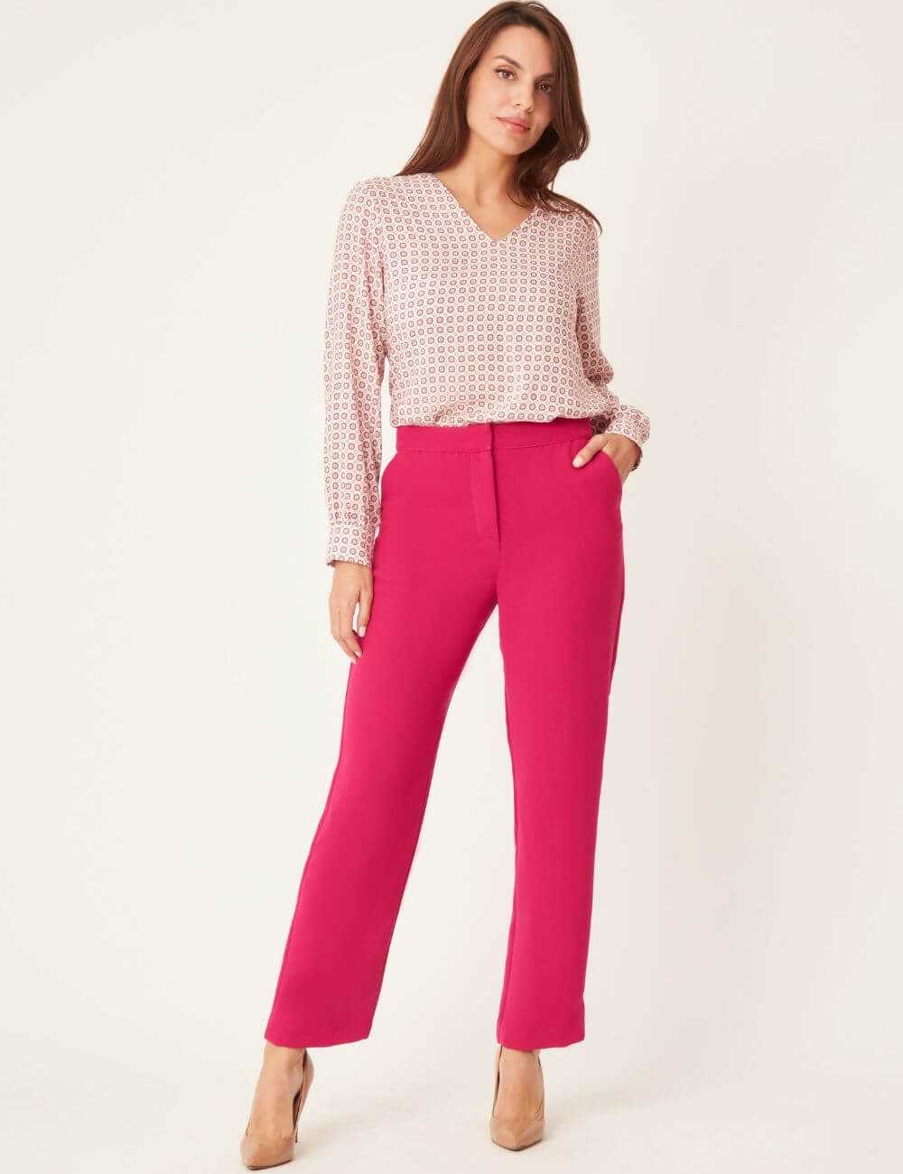 Haut en viscose imprimé rose