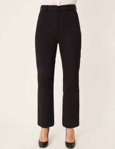 Pantalon noir en coton avec poches plaquées