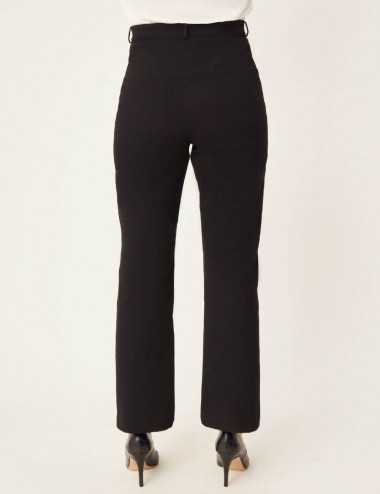 Pantalon noir en coton avec poches plaquées