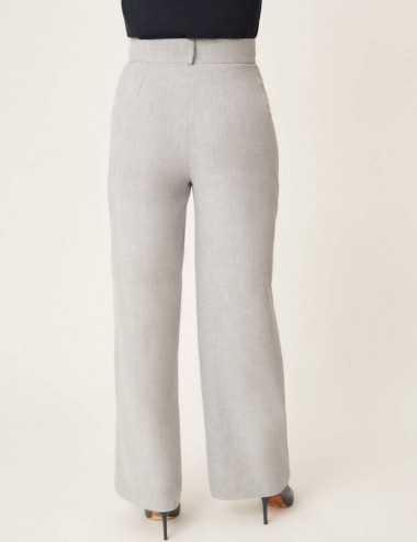 Pantalon large taille haute gris