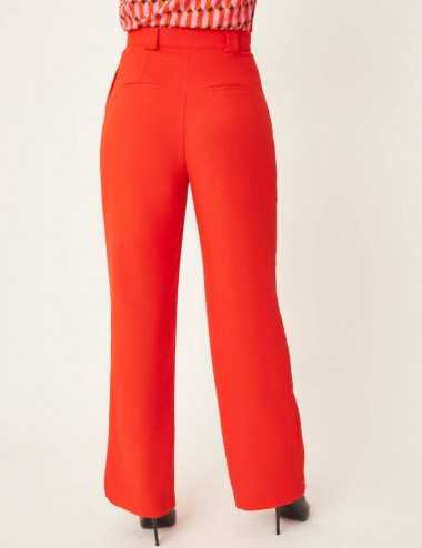 Pantalon large taille haute orange