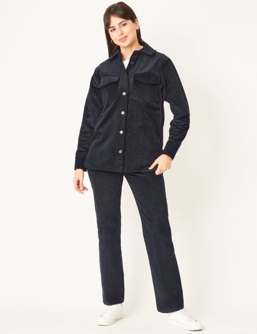 Veste en velours côtelé marine
