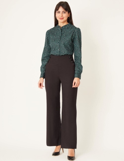 Pantalon noir large avec boutons