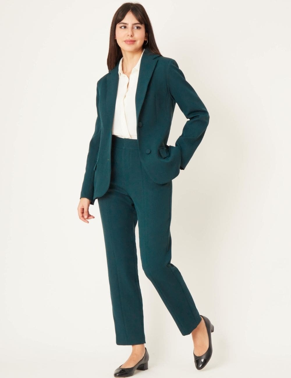 Blazer vert avec col à revers