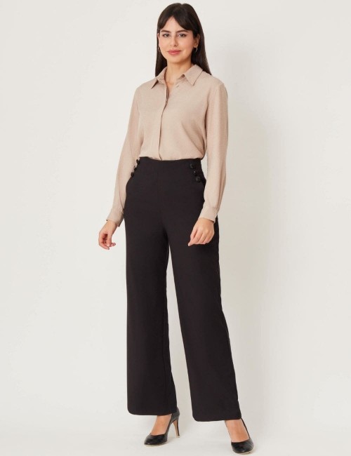 Chemise en viscose beige avec col à revers