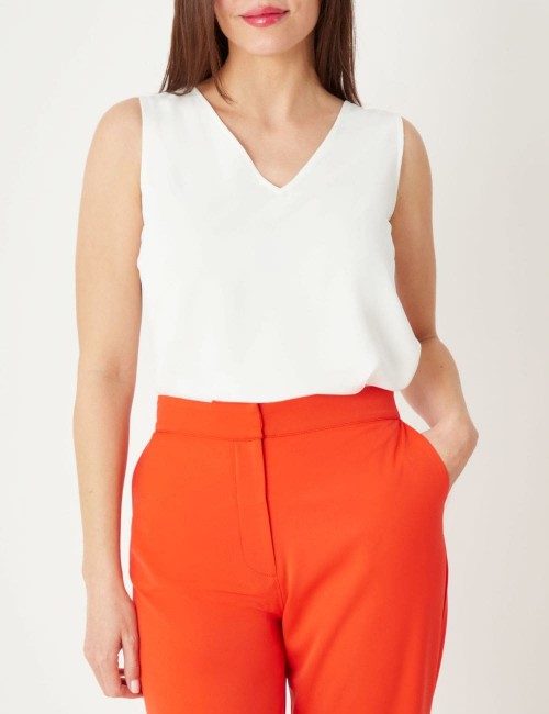 Top en viscose blanc sans manches