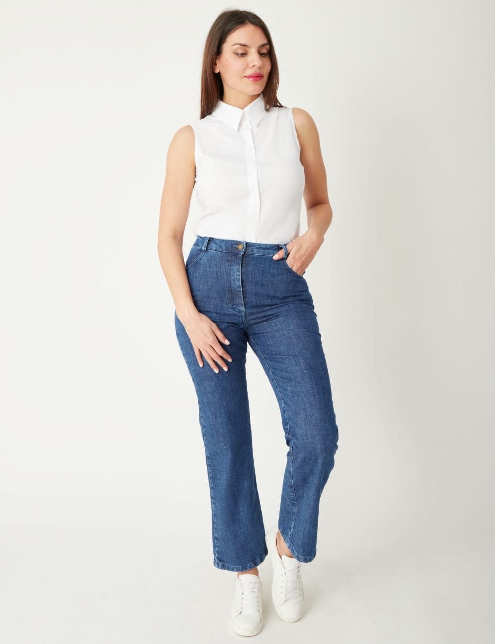 Chemise courte blanche en coton