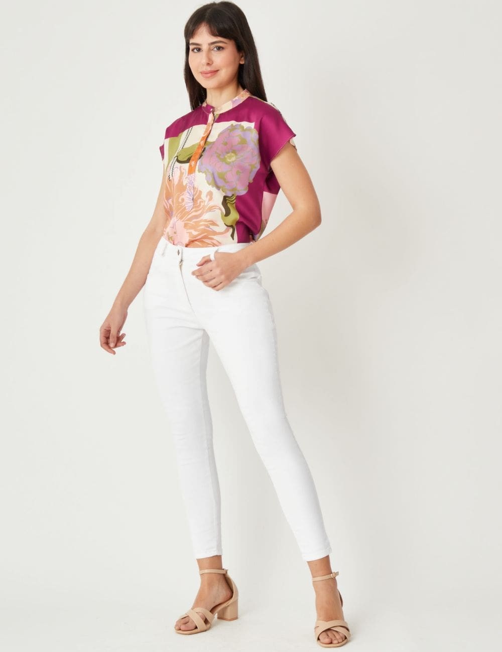 Jean skinny blanc taille basse