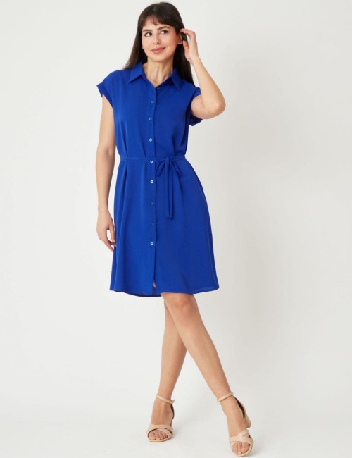 Robe chemisier en viscose avec ceinture