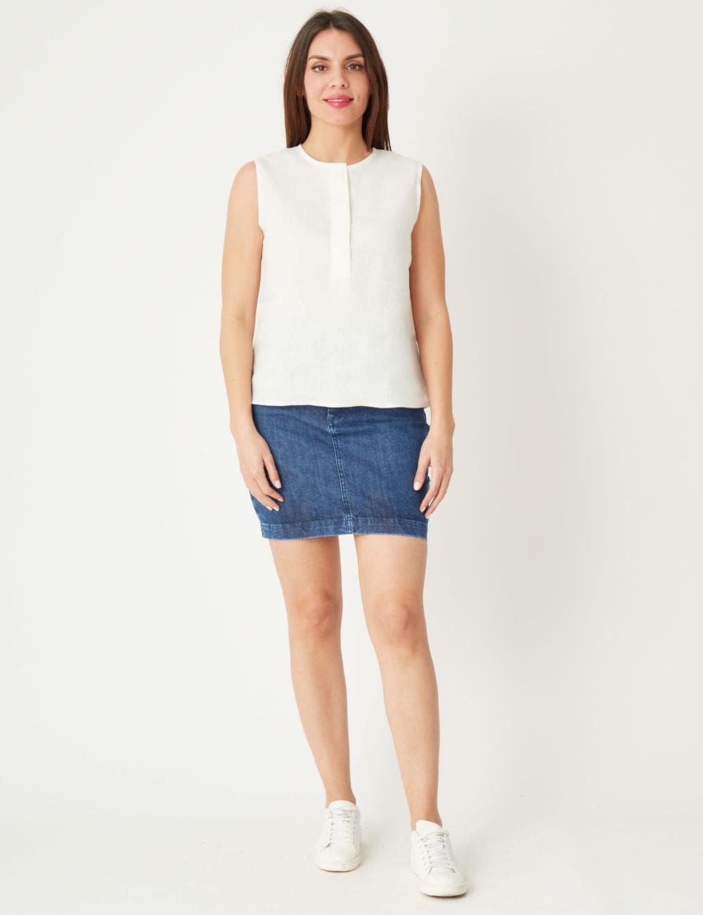 Top blanc sans manches en Lin