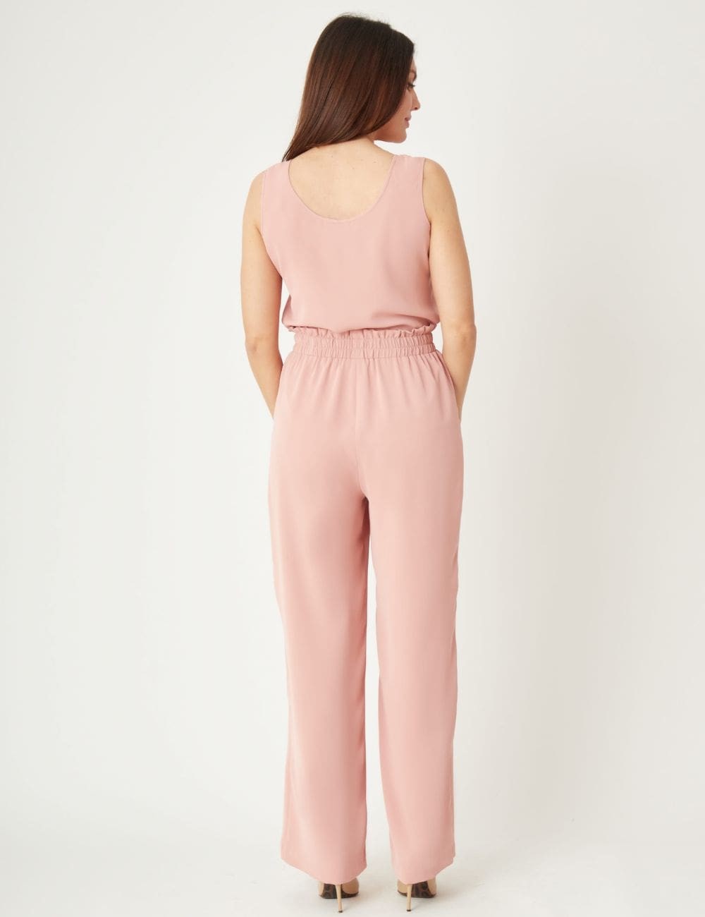 Top saumon sans manches en viscose