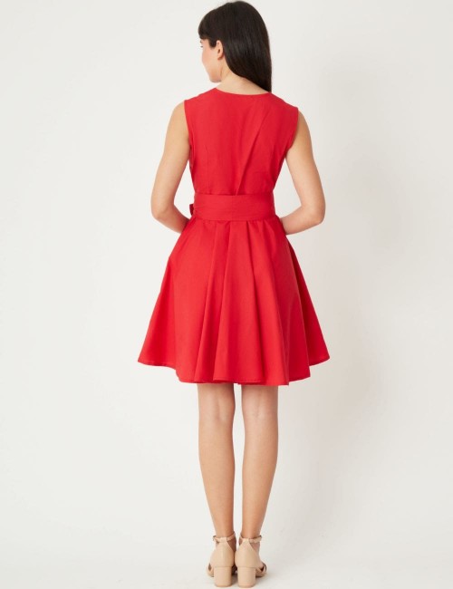 Robe croisée en coton à coupe cloche