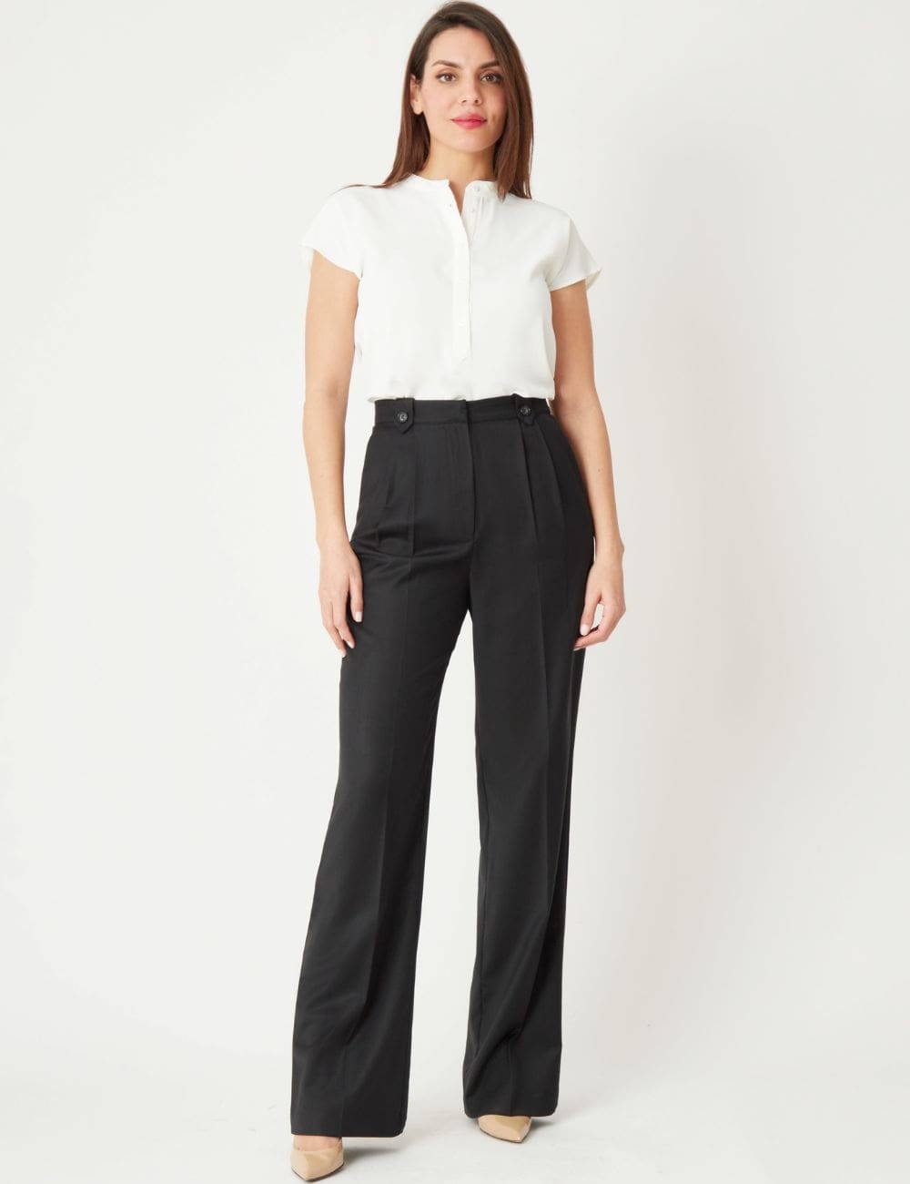 Pantalon droit taille haute noir