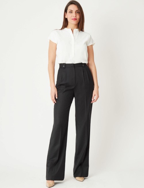 Pantalon droit taille haute noir