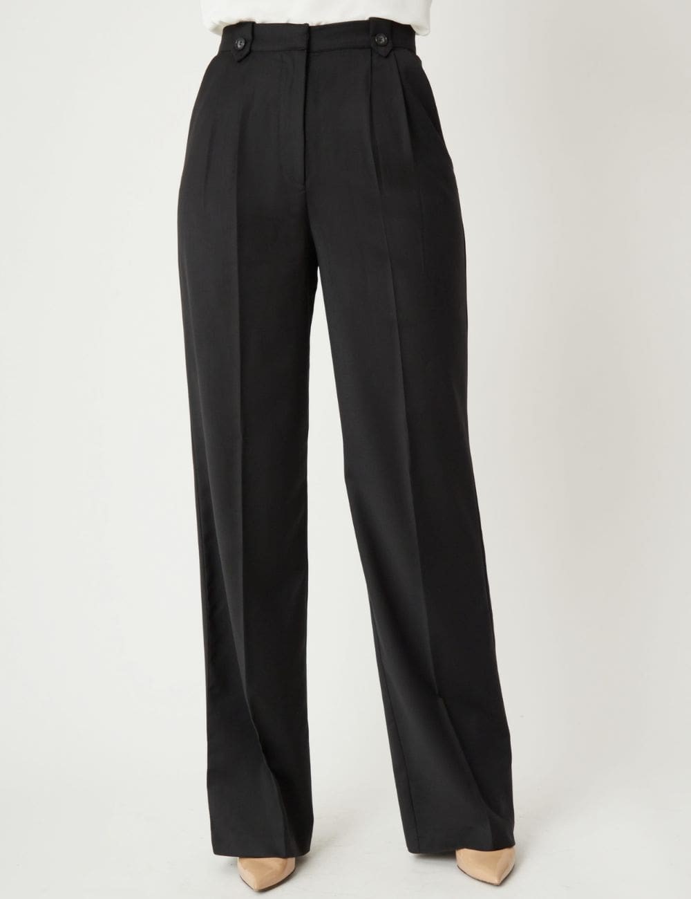 Pantalon droit taille haute noir