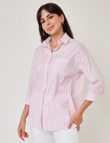 Chemise à rayures rose