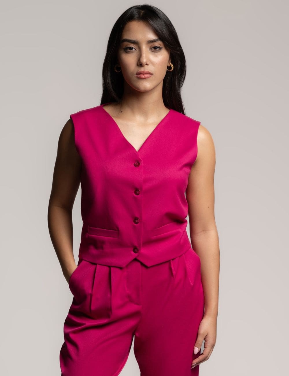 Veste sans manches de couleur  Framboise