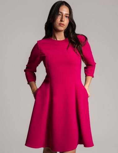 Robe courte évasée framboise