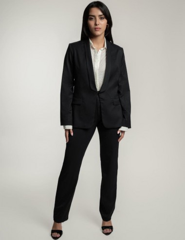 Pantalon tailleur noir coupe droite