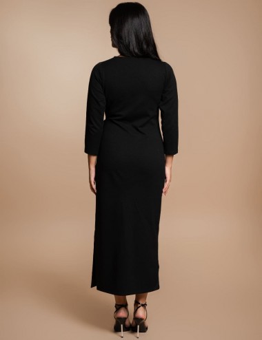 Robe midi noire avec un nœud