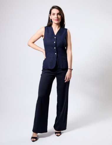 Jeanne Gilet Tweed Marine -...