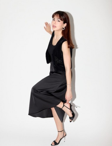 Céline Skirt Satin Noir -...