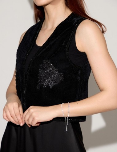 Céleste Gilet Velours Noir...