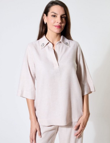 Noa Top - Blouse lin beige...