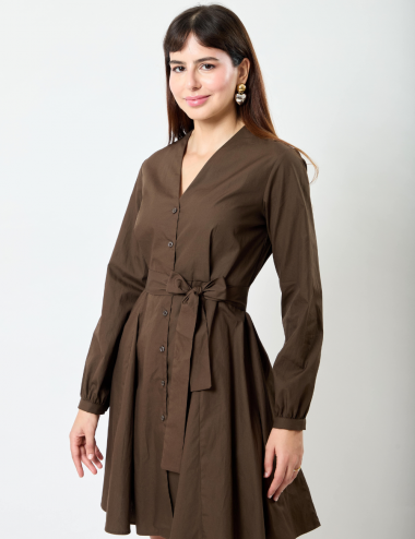 Ines Dress - Coton marron -...